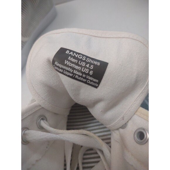 Bangs Gray white stripes High Top Lace Up Shoes Women's Size 6/Men’s Size 4.5 - Picture 6 of 9